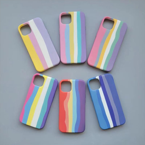 Coque de téléphone en silicone motif arc-en-ciel