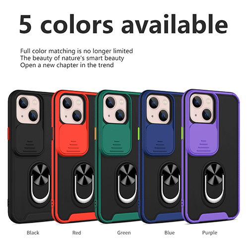 Glisser l'étui de téléphone de couverture de caméra avec le support d'anneau